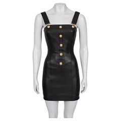 Balmain Black Lambskin Leather Mini Dress Sz.34/ XS