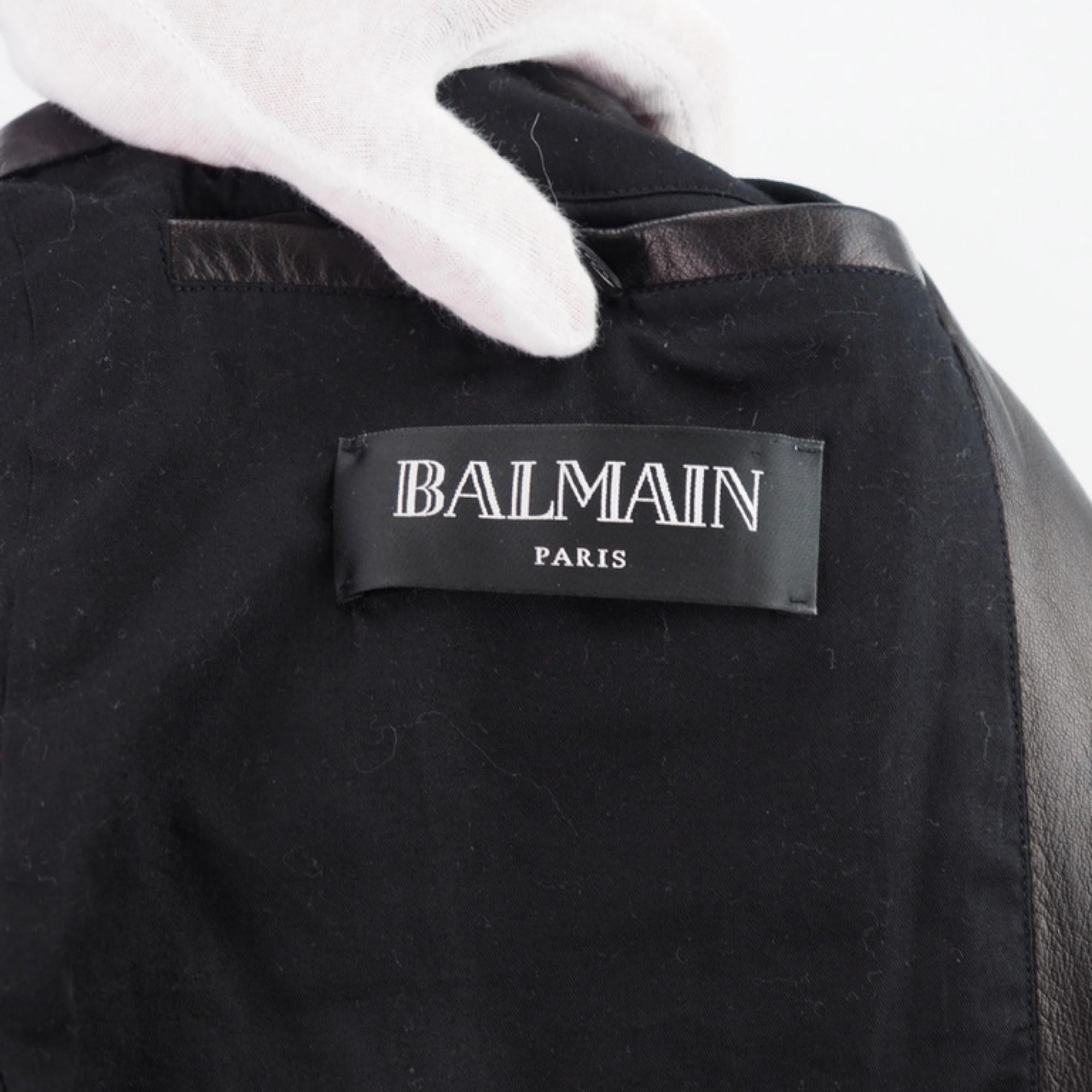 Balmain Black Lambskin Sleeveless Biker Jacket (Large) For Sale 3