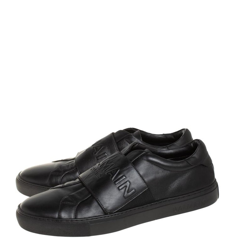 Balmain Black Leather Elastic Slip On Sneakers Size at 1stDibs | balmain slip on shoes, new balmain sneakers, balmain shoes