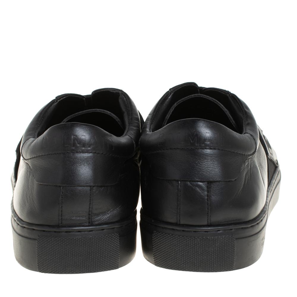 Men's Balmain Black Leather And Elastic Slip On Sneakers Size 42