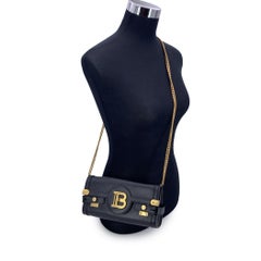 Balmain Black Leather B Buzz 23 Pochette Convertible Shoulder Bag