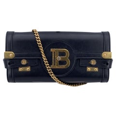 Balmain Schwarzes Leder B Buzz 23 Pochette Convertible Umhängetasche