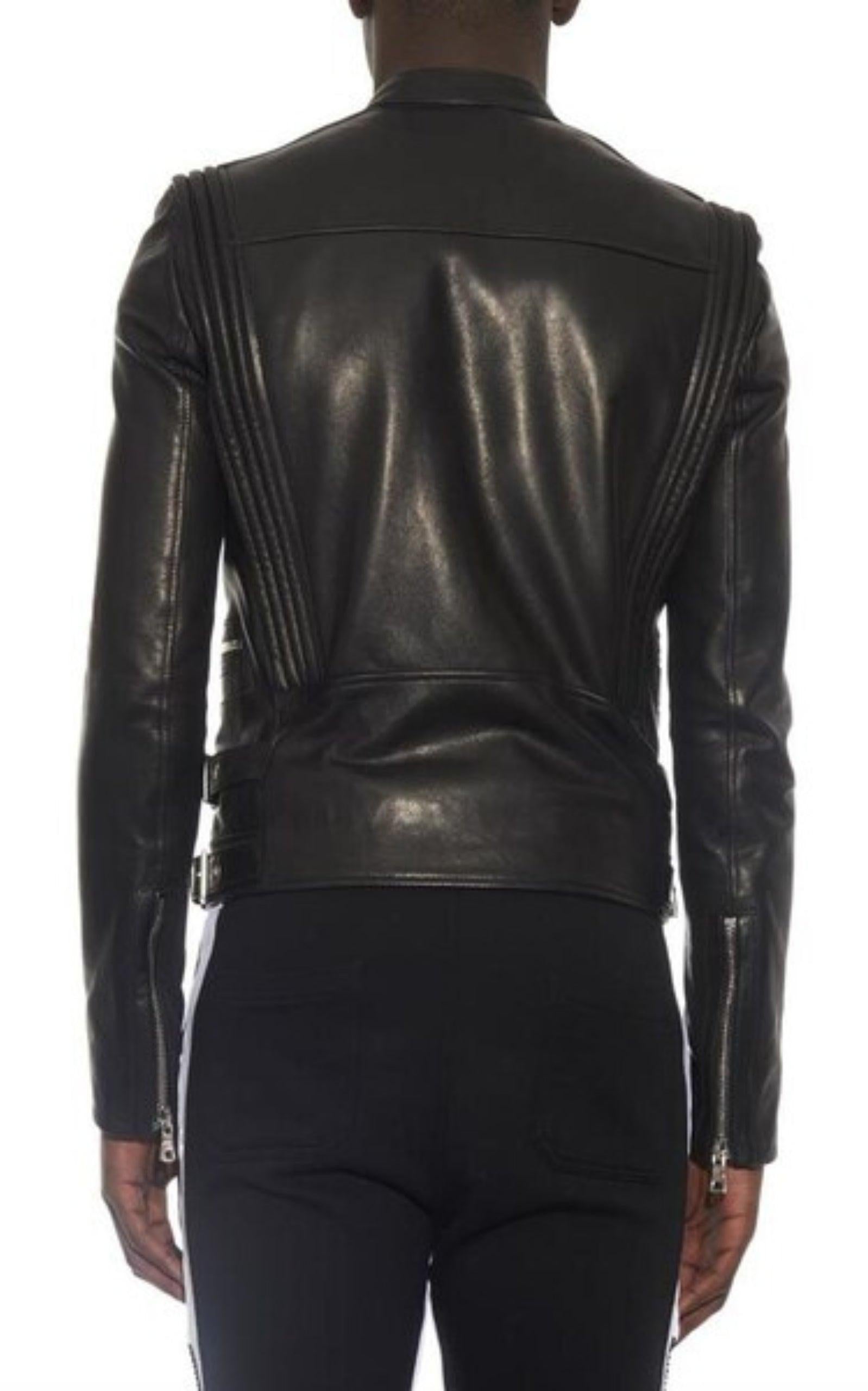 Giacca biker in pelle nera Balmain FR 52 In condizioni Nuovo in vendita a Brossard, QC
