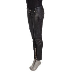 BALMAIN black LEATHER BIKER Pants 38 S