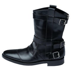 Used Balmain Black Leather Boots for Men (43 EU/10 US)