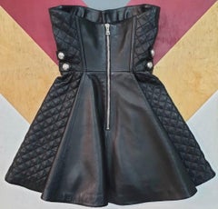 Balmain Black Leather Corset Mini  Dress