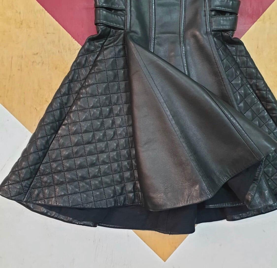black leather corset dress