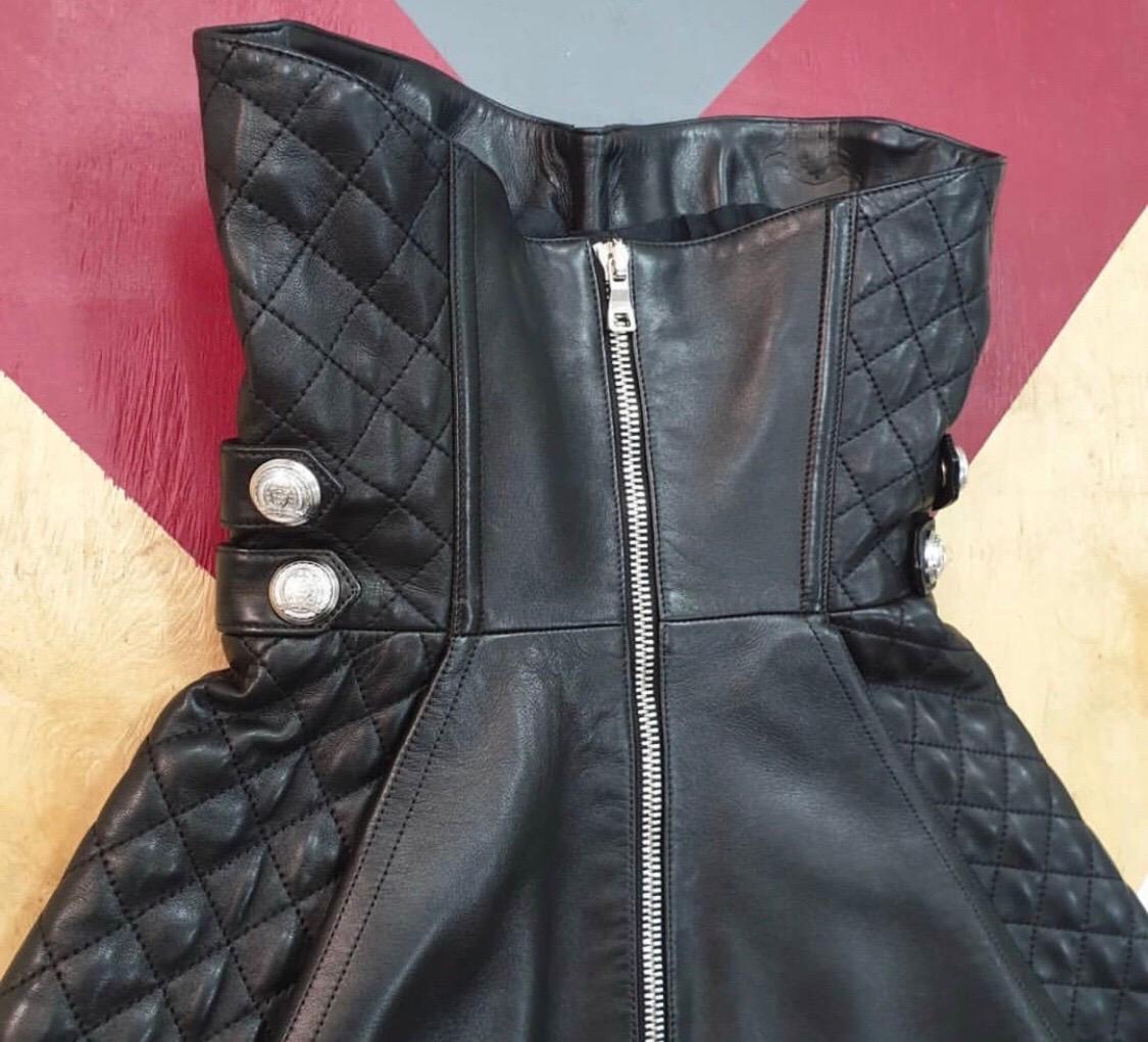 balmain leather mini dress