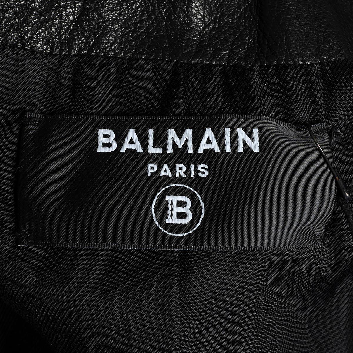 BALMAIN black leather DOUBLE BREASTED TRENCH Jacket 38 S For Sale 4