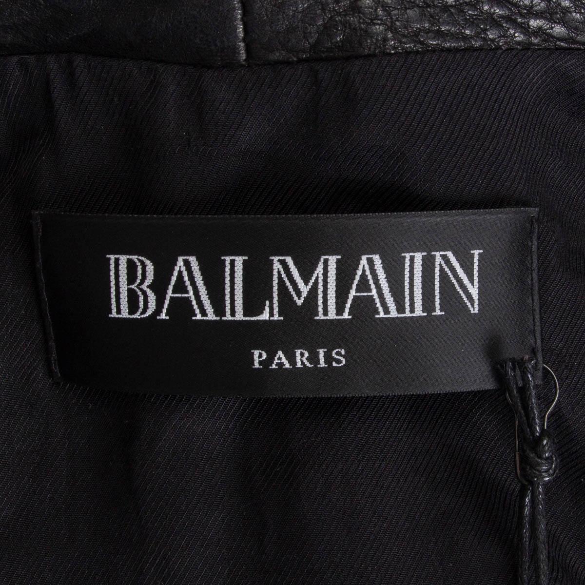 BALMAIN black leather FUR TRIM Jacket 38 S 2