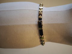 Balmain black leather gold tone studs belt