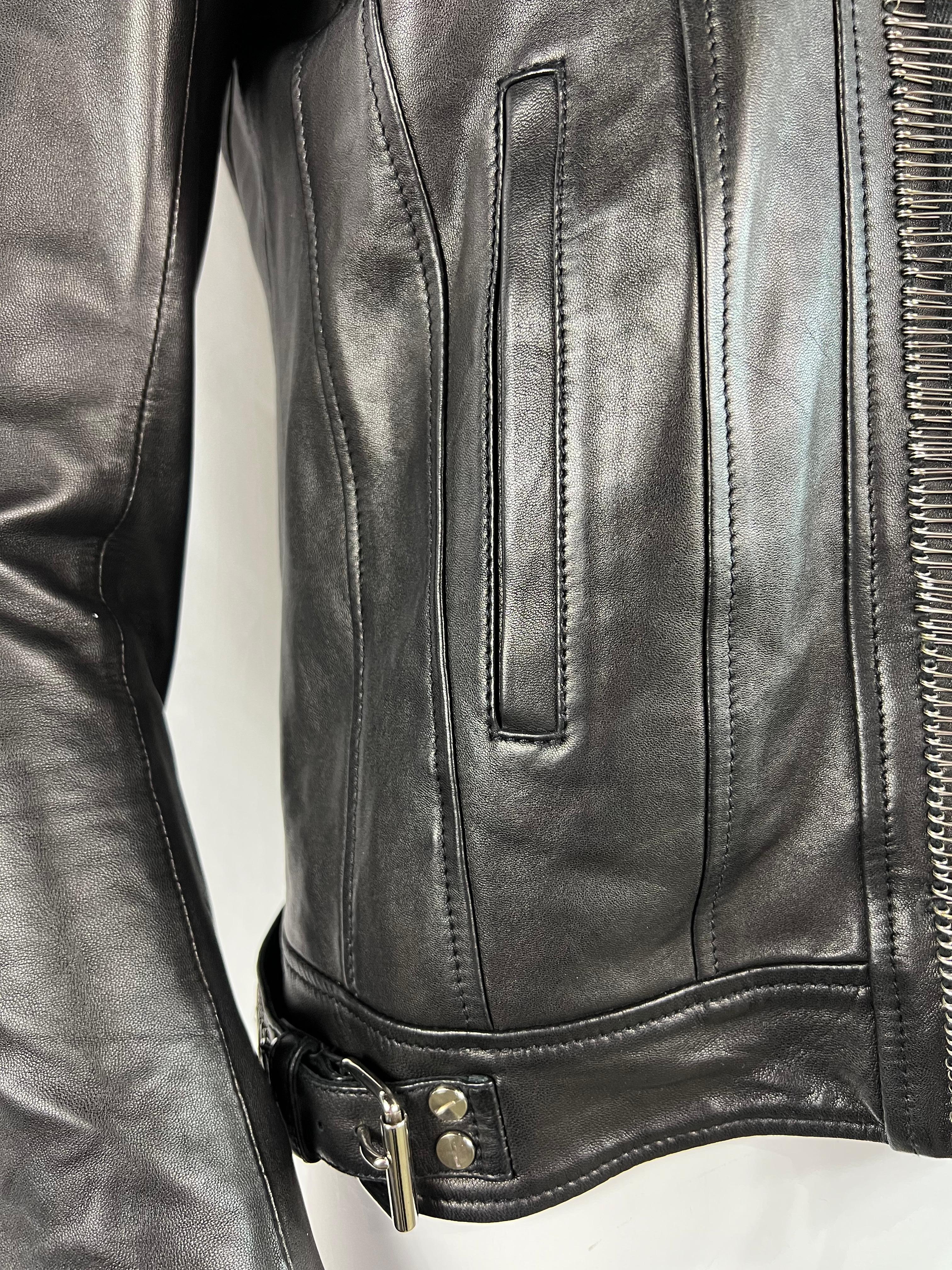 Balmain - Veste en cuir noir, taille 38 Excellent état - En vente à Beverly Hills, CA
