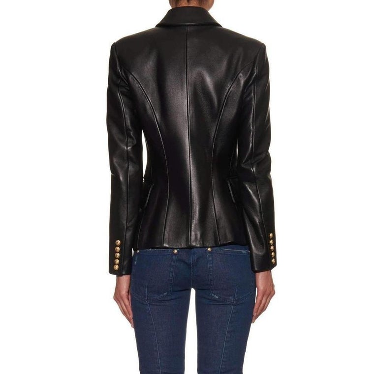 BALMAIN lambskin Gold button double-breasted tailored jacket 7499163P black 36 main image 0