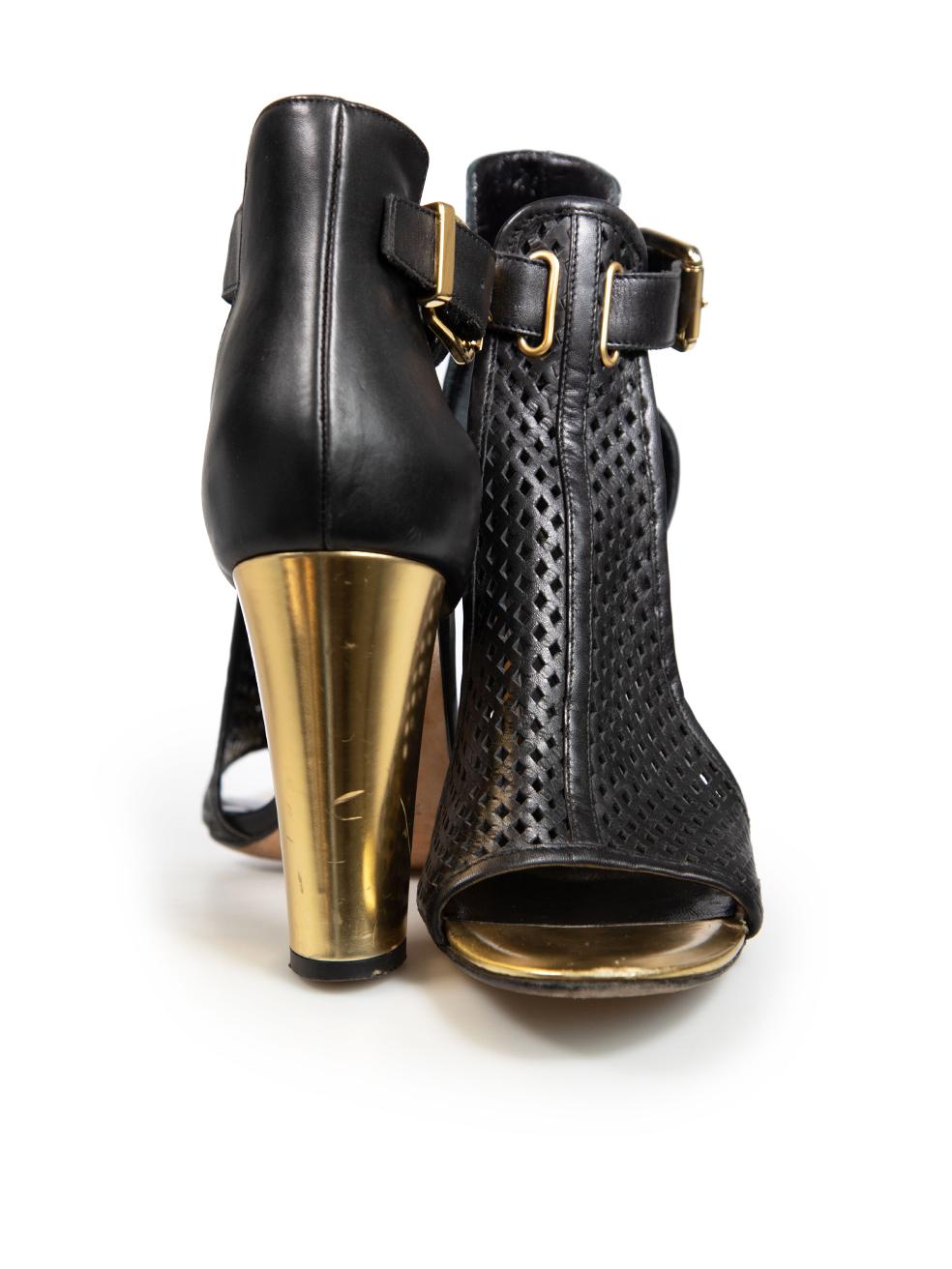 Noir Balmain Sandales perforées en cuir noir Taille IT 40 en vente