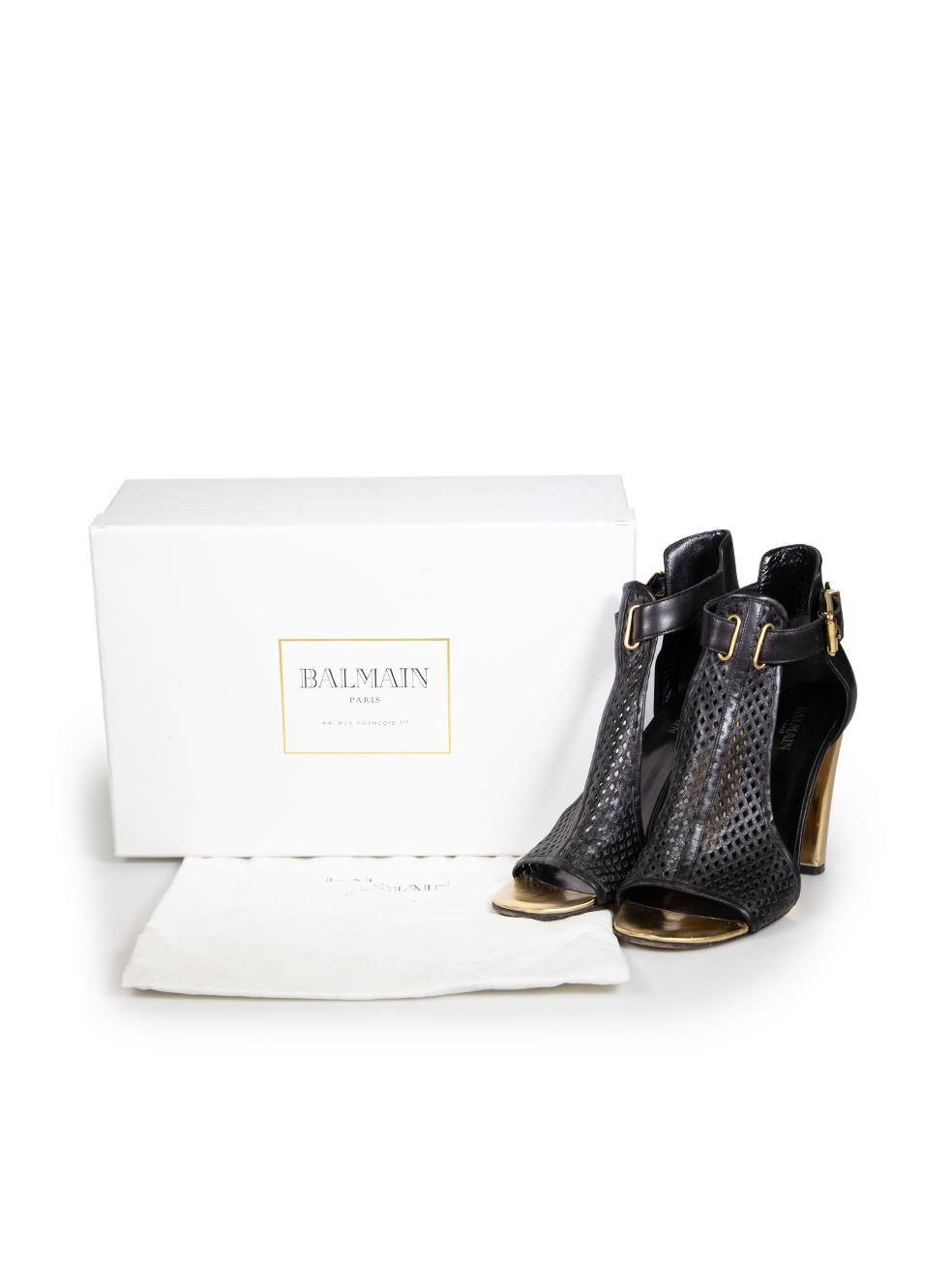 Balmain Sandales perforées en cuir noir Taille IT 40 Pour femmes en vente