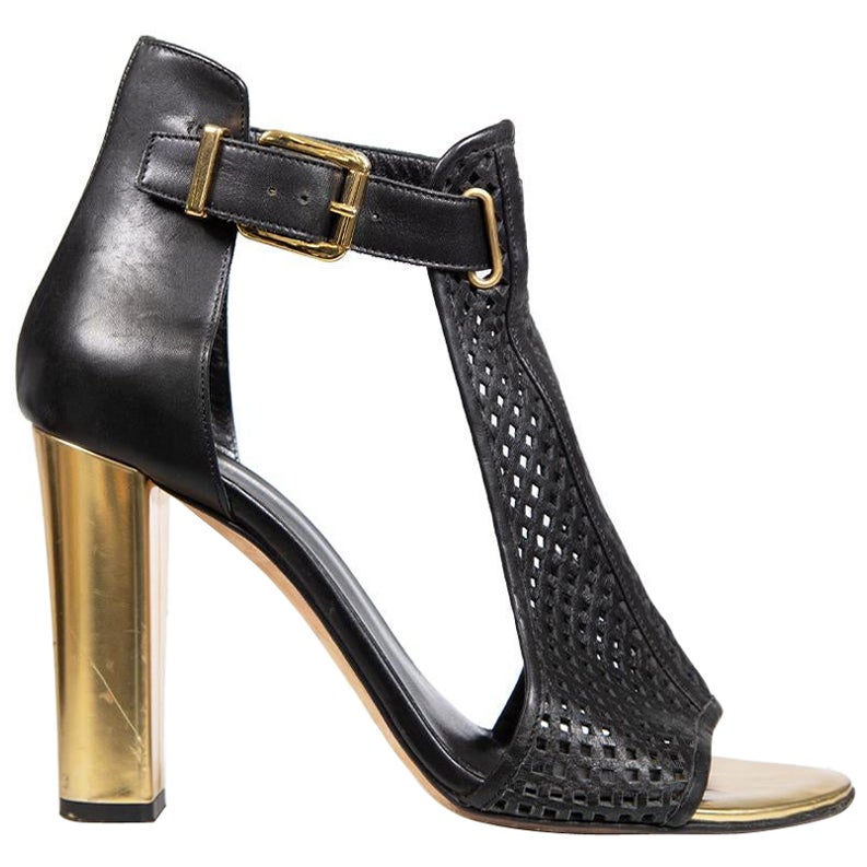 Balmain Sandales perforées en cuir noir Taille IT 40