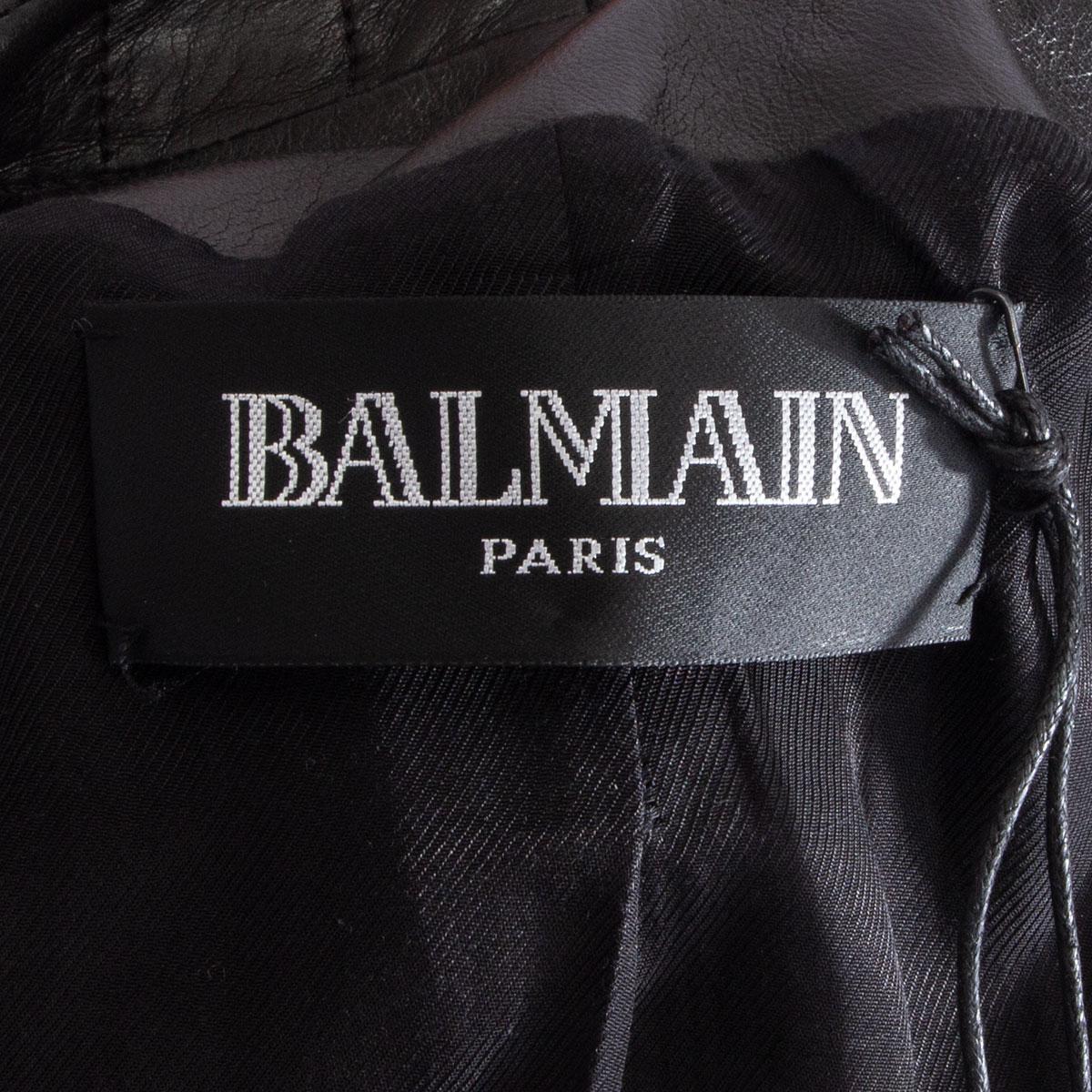 BALMAIN black leather QUILTED OPEN Blazer Jacket 40 M 1