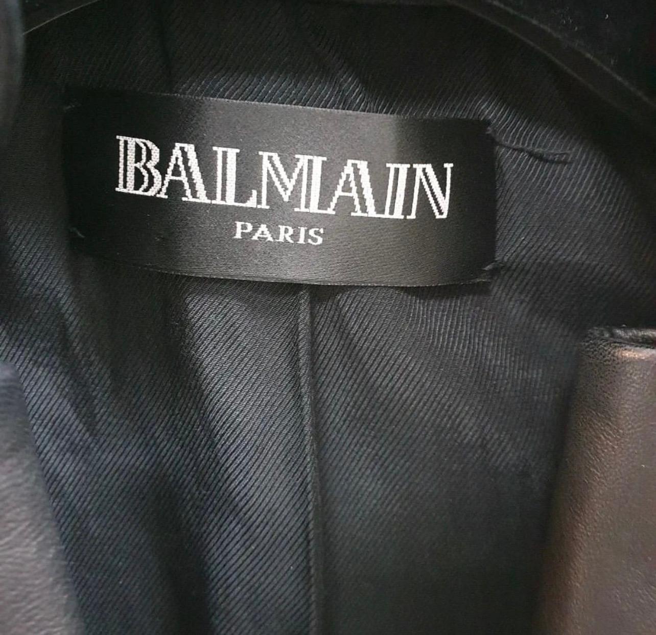 Women's BALMAIN Black Leather Single Breasted Blazer Jacket