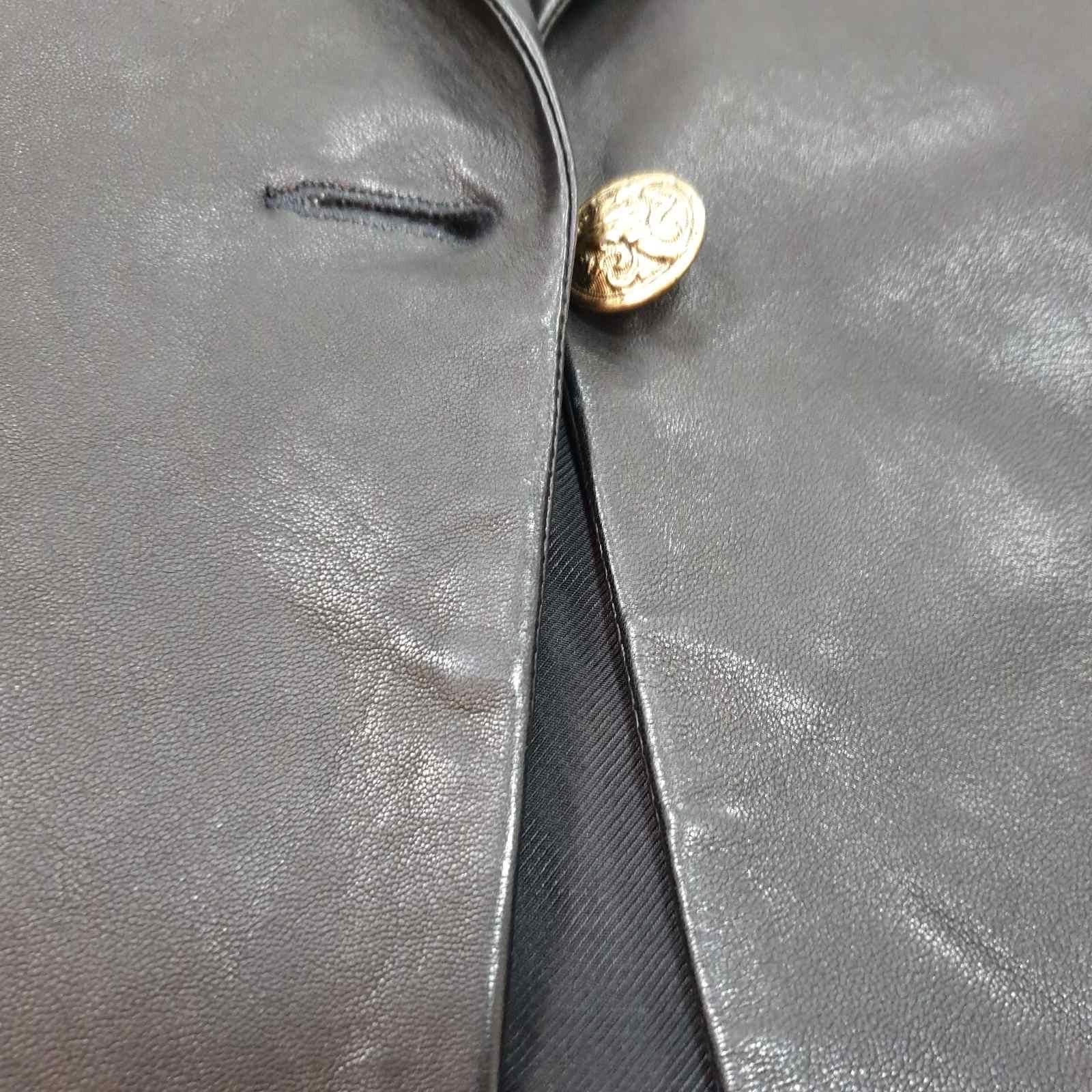BALMAIN Black Leather Single Breasted Blazer Jacket 4
