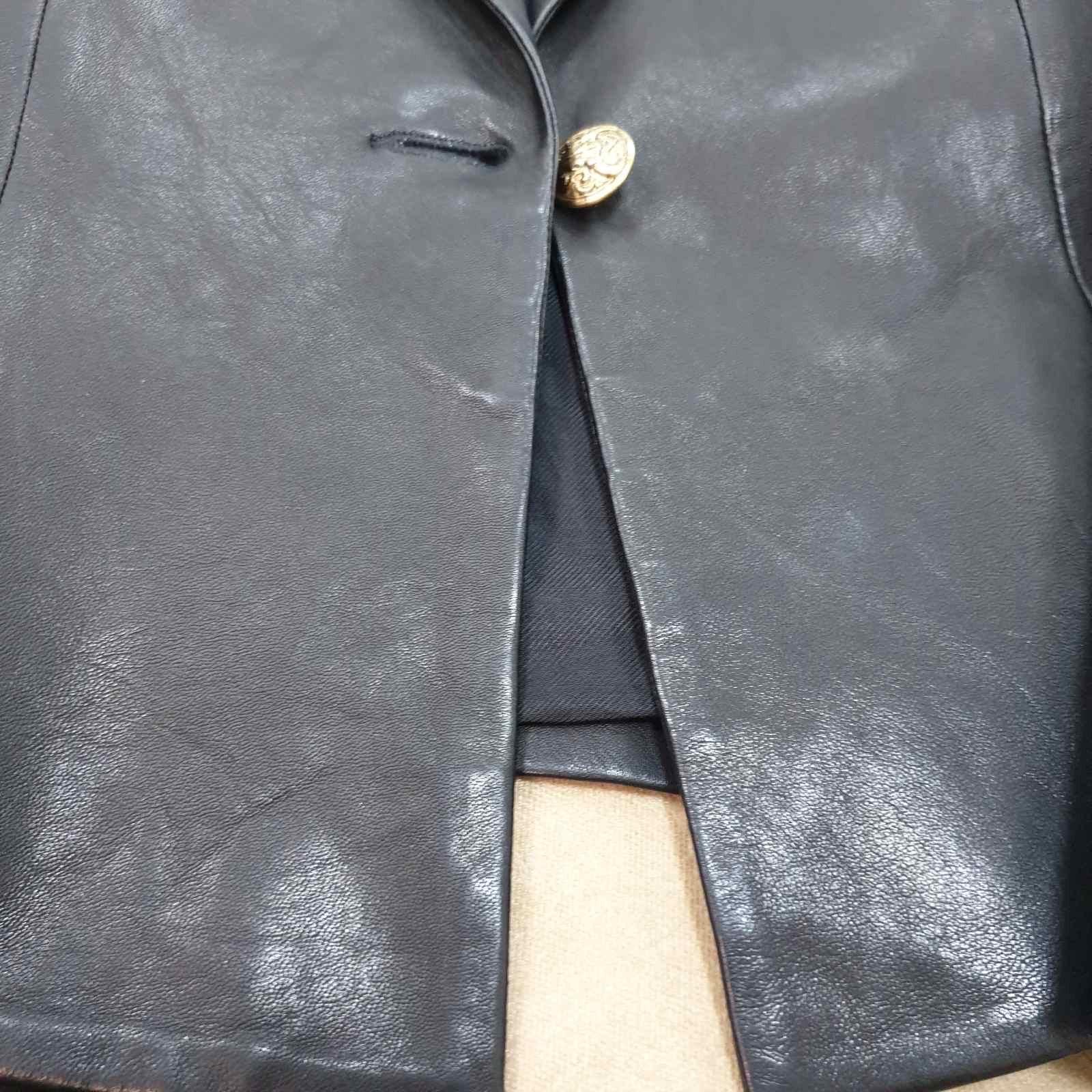 BALMAIN Black Leather Single Breasted Blazer Jacket 5