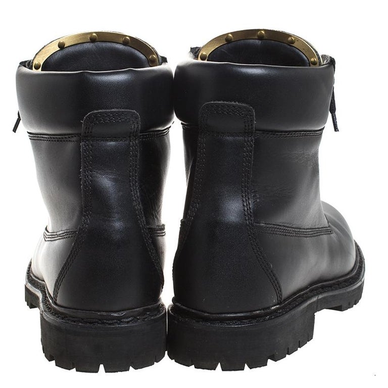 Balmain Black and Gold Leather Taiga Boots  Trendy boots, Lace boots, Lace  up combat boots