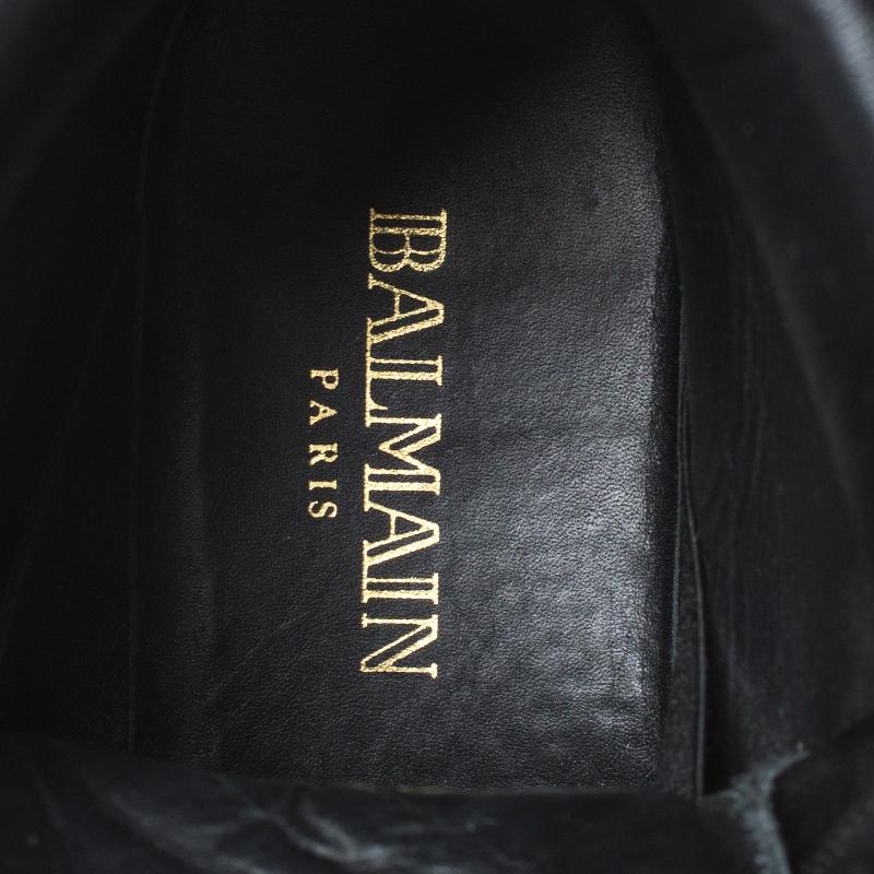 Women's Balmain Black Leather Taiga Ankle Boots Size 40