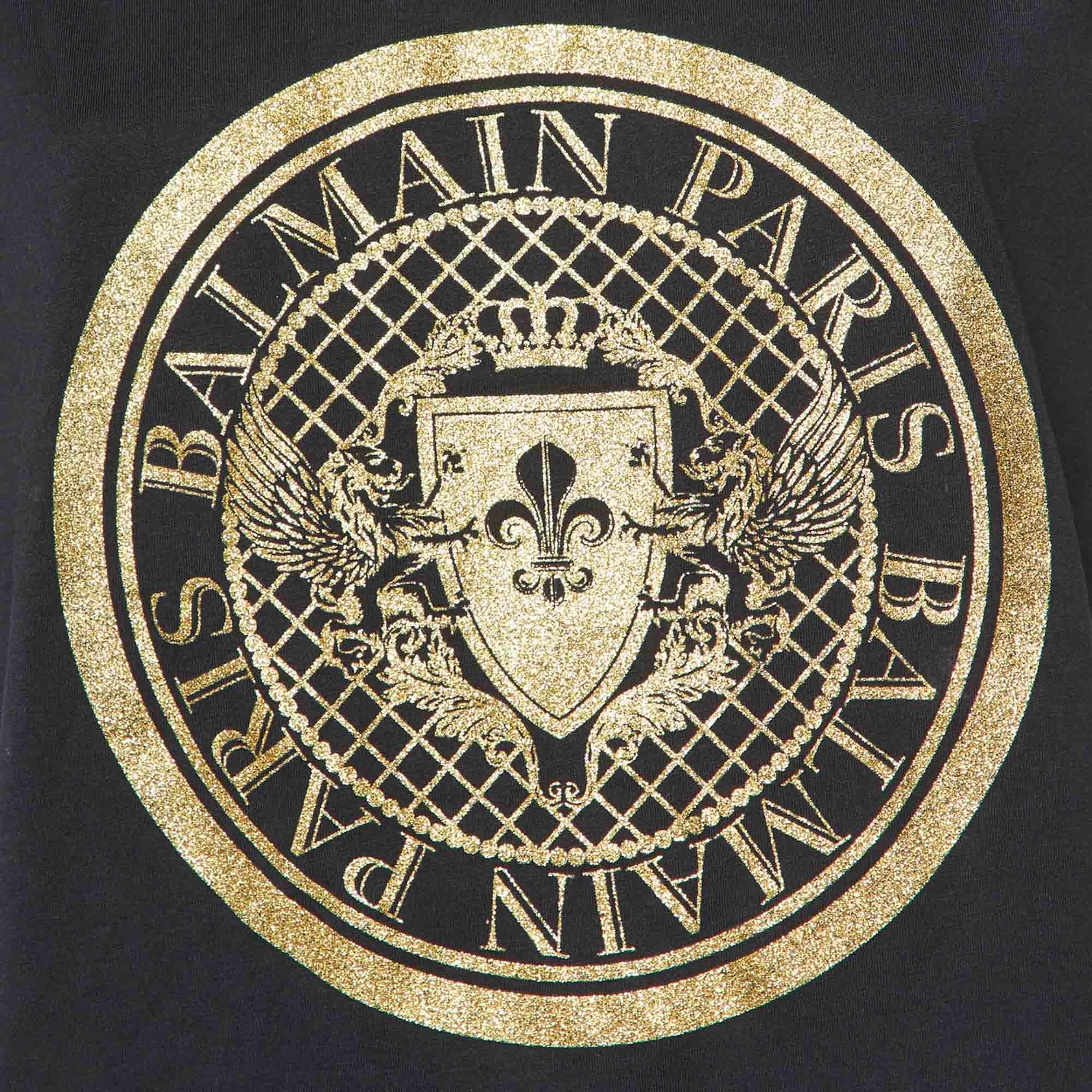 Balmain Black Logo Print Cotton Sleeveless T-Shirt L In Good Condition For Sale In Dubai, Al Qouz 2