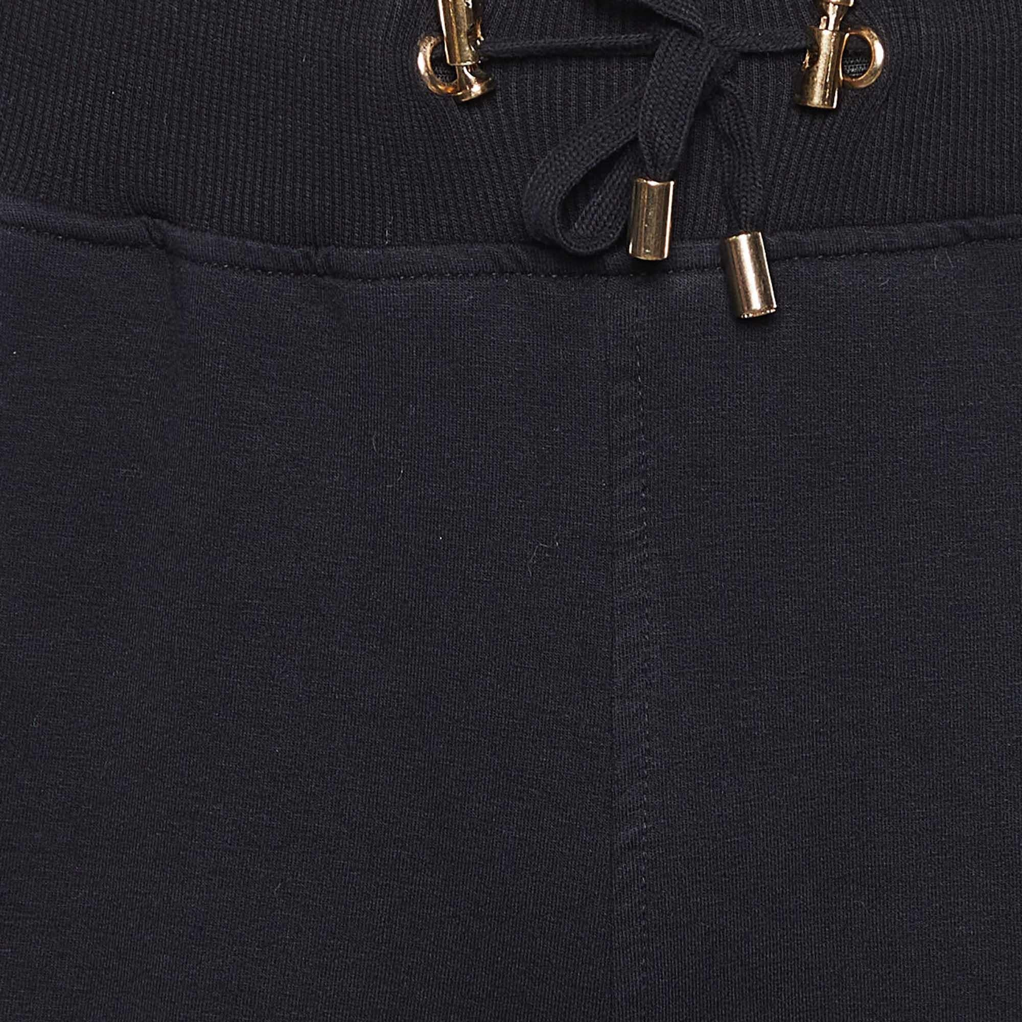 Noir Pantalon de jogging en coton zippé imprimé du logo de Balmain 2XL en vente