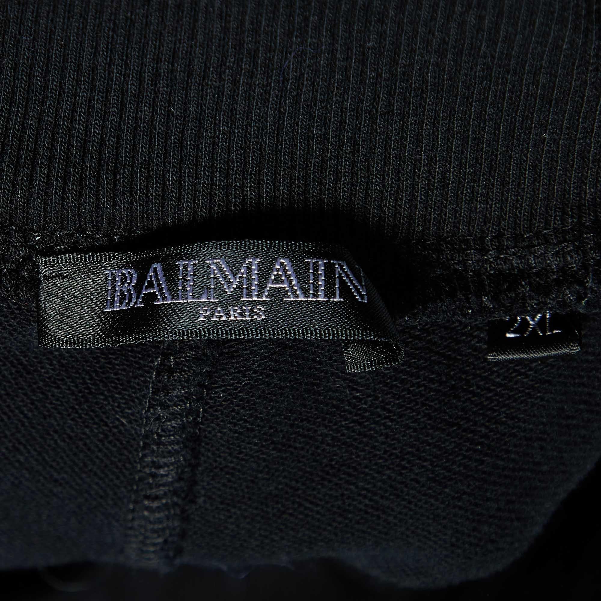 Pantalon de jogging en coton zippé imprimé du logo de Balmain 2XL Pour hommes en vente