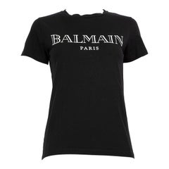 Balmain Black Logo Print Short Sleeve Top Size XS