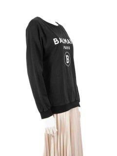 Balmain Black Logo Round Neck Sweatshirt Size XS