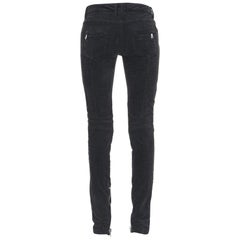 Balmain Black Low Rise Velvet Biker Jeans