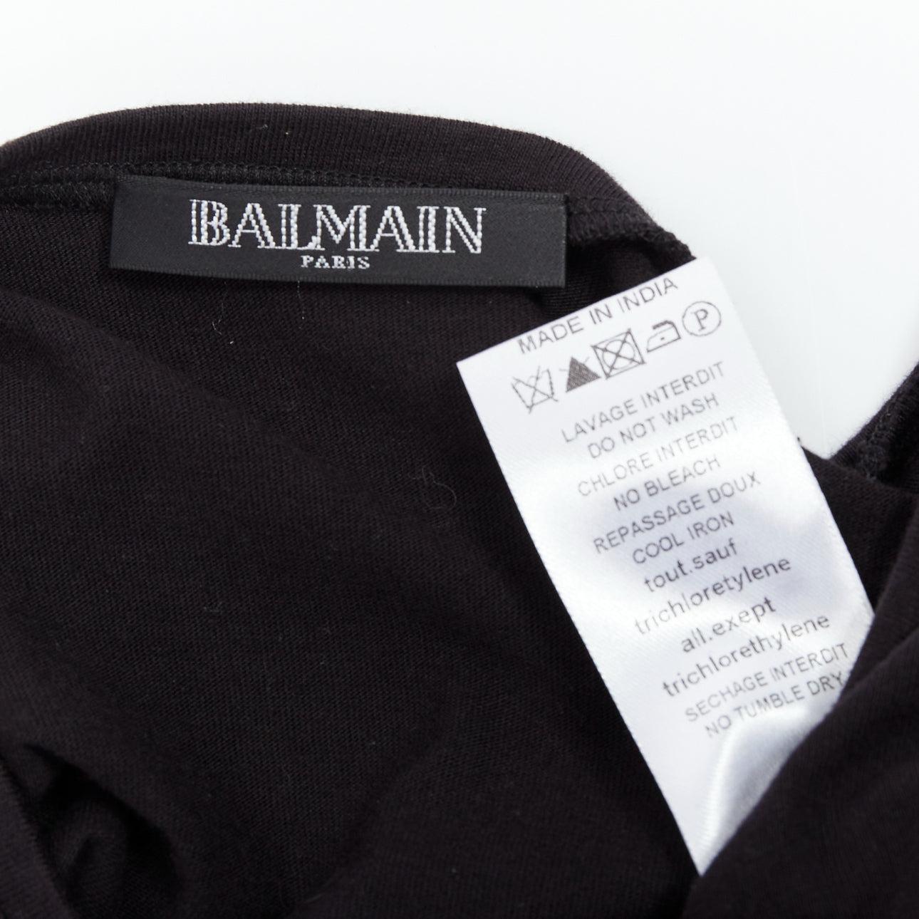 BALMAIN black metal chain lamb leather trim cotton tank top FR40 L For Sale 3