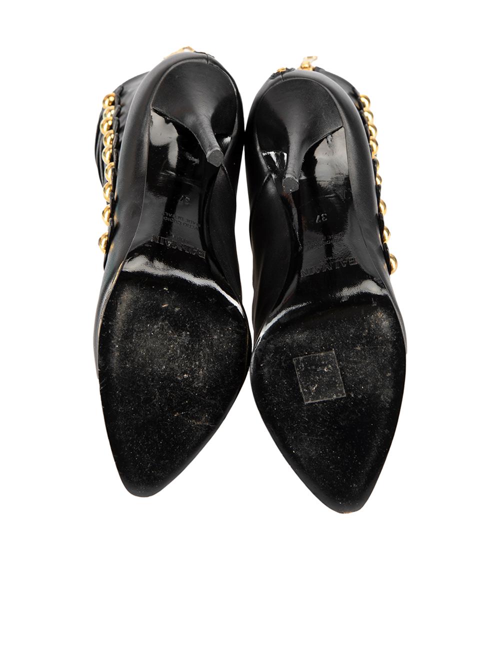 Women's Balmain Black Military Heeled Boots Size IT 37 For Sale