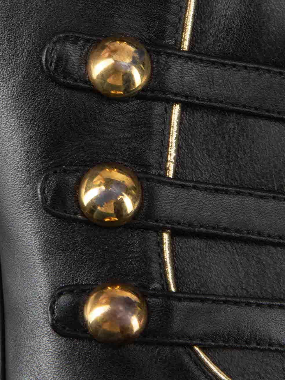 Balmain Black Military Heeled Boots Size IT 37 For Sale 2