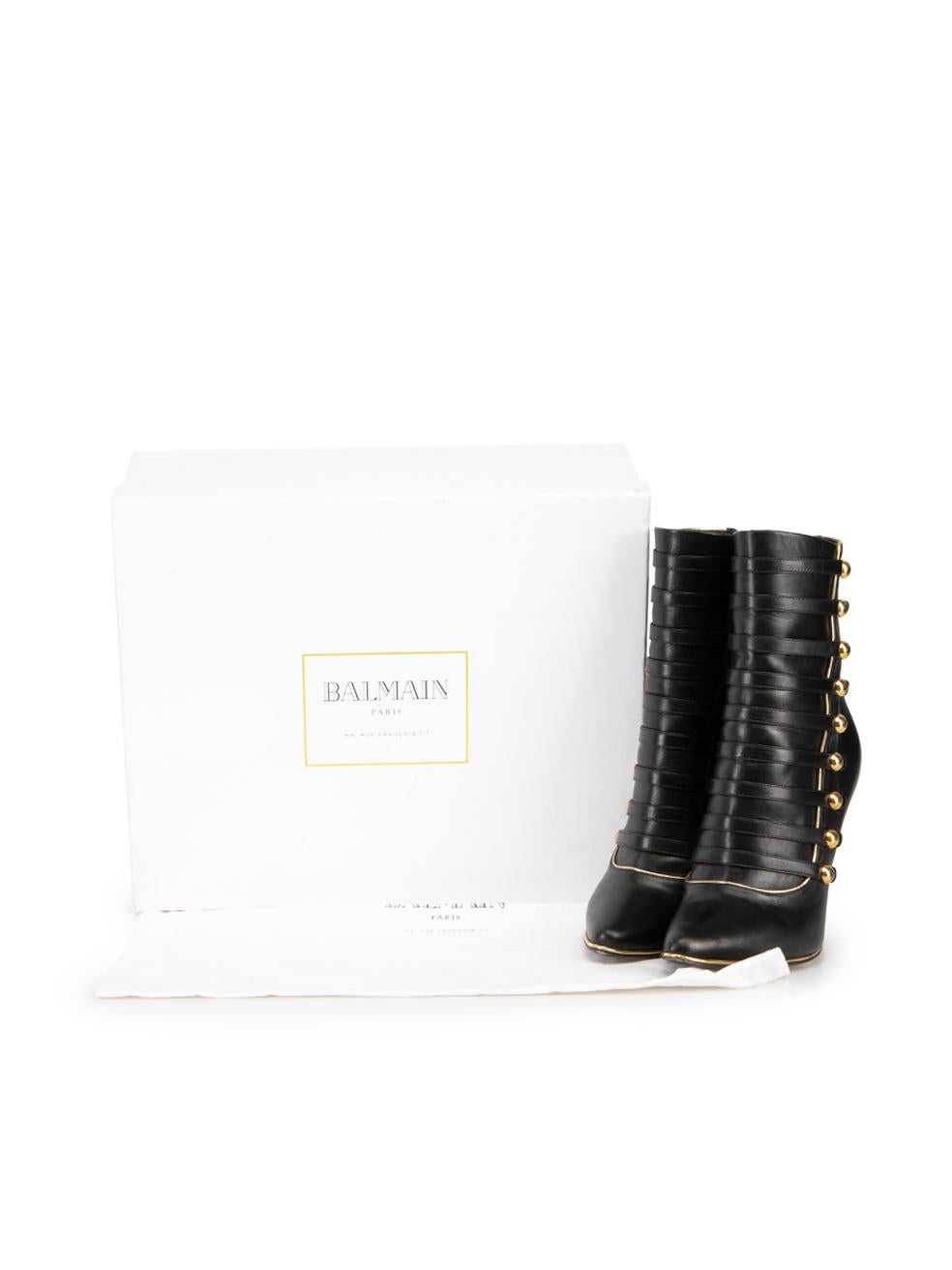 Balmain Black Military Heeled Boots Size IT 37 For Sale 4