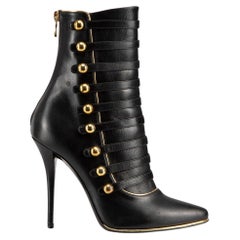 Balmain Black Military Heeled Mid Calf Boots Size IT 37