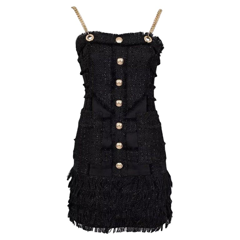 balmain black and gold dress Balmain Long Jersey Dress With Leg Slit And Oversized Gold Zip - Black