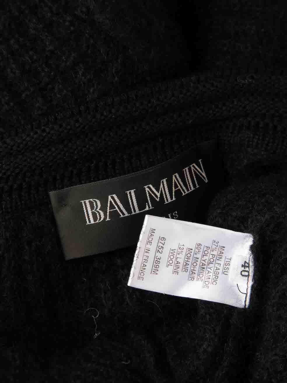 Women's Balmain Black Mohair Knit Cardigan Size L For Sale