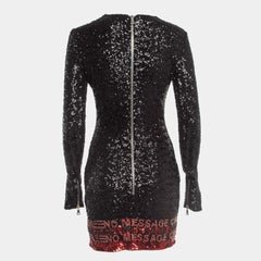 Balmain Black Multicolor Sequin Embellished Mini Dress M
