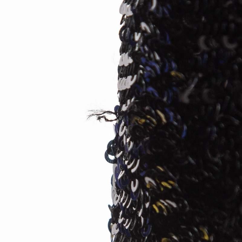 Women's Balmain Black Multicolor Sequin Embellished Mini Dress M For Sale