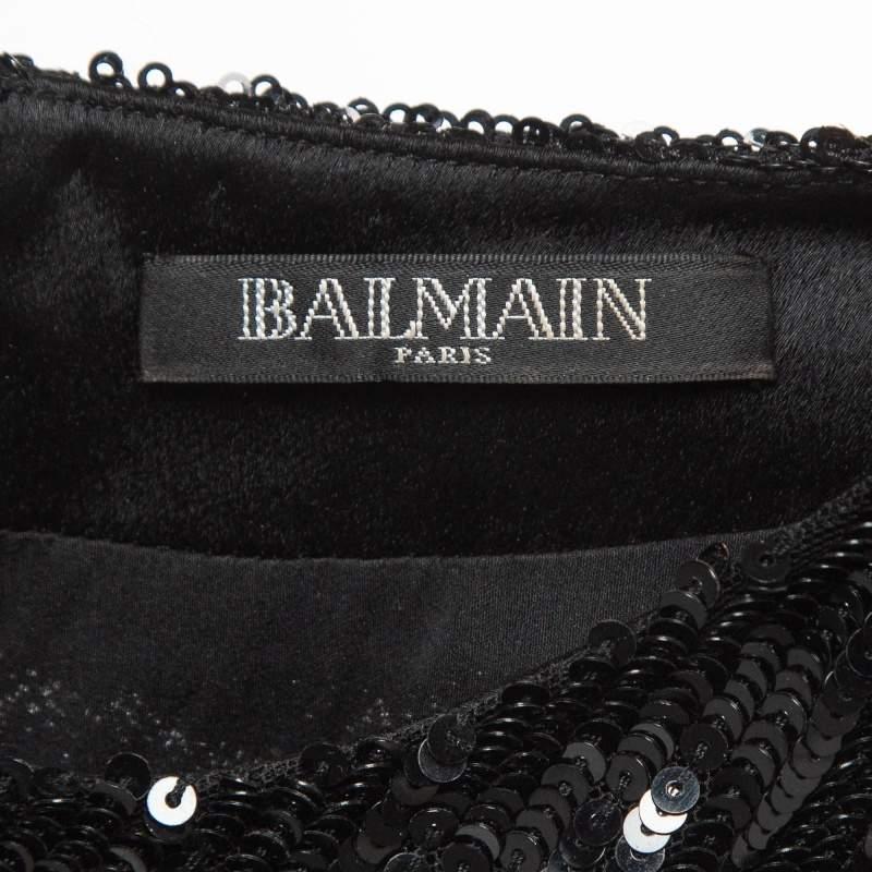 Balmain Black Multicolor Sequin Embellished Mini Dress M For Sale 3