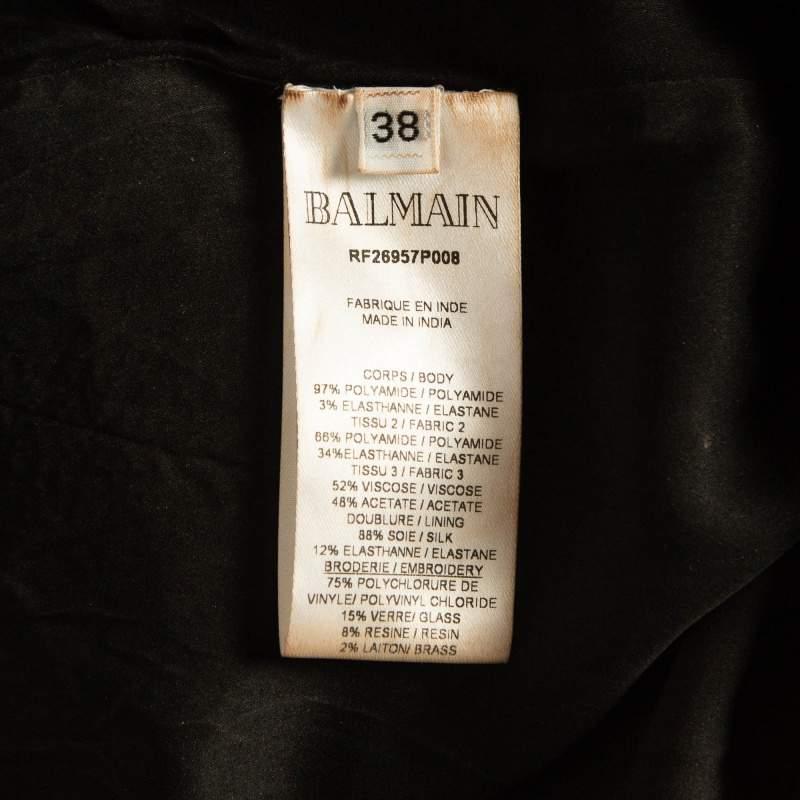 Balmain Black Multicolor Sequin Embellished Mini Dress M For Sale 4