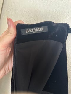 Balmain Black Pleated Velvet Sleeveless Jumpsuit Plunging V Wide-leg FR 38