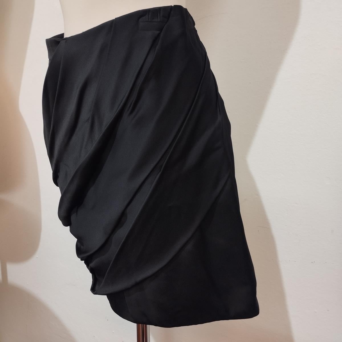 Women's Balmain Black Plissé Skirt FR 38 / IT 42 For Sale