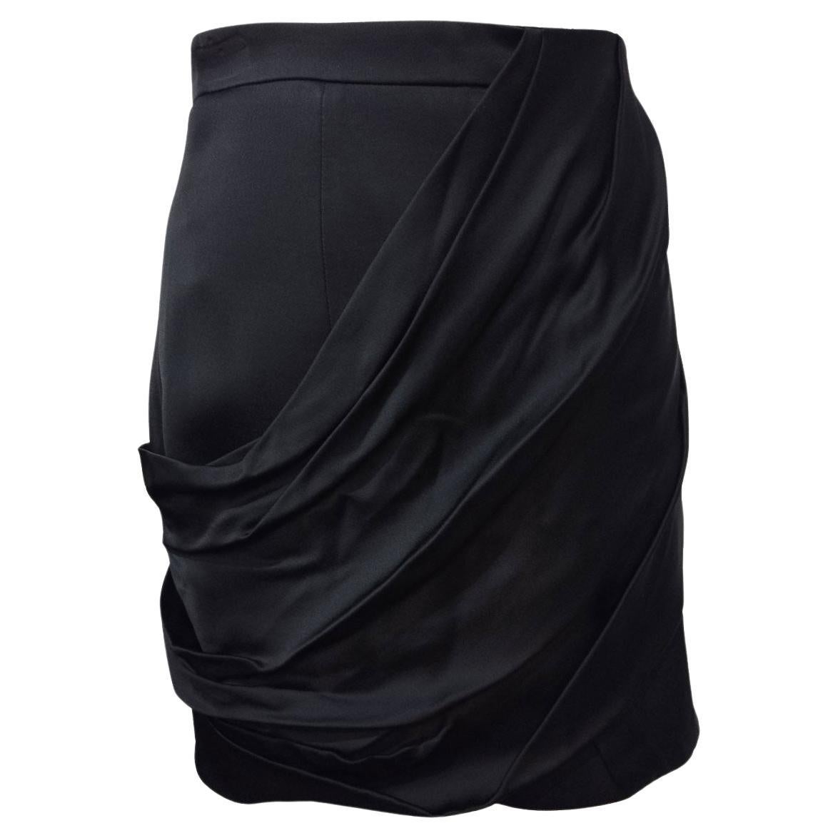Balmain Black Plissé Skirt FR 38 / IT 42 For Sale
