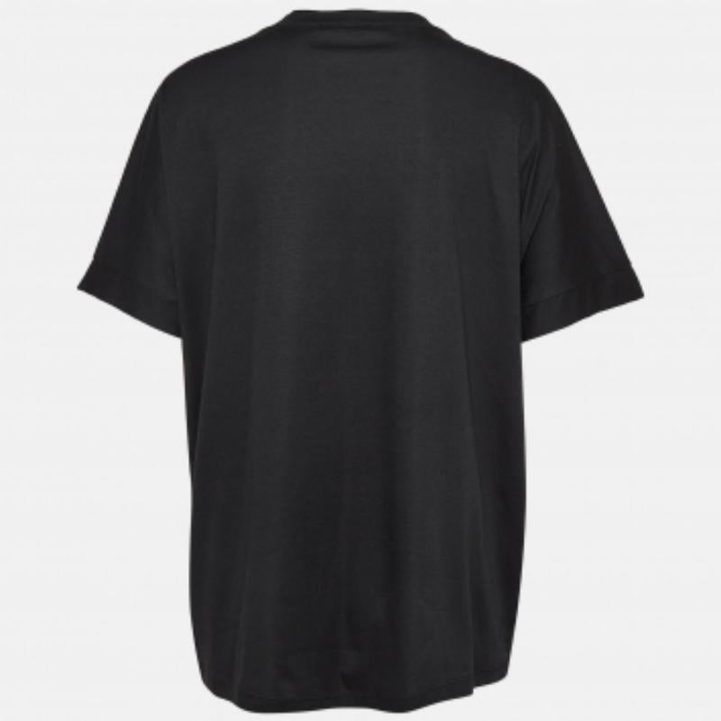 Balmain Schwarzes T-Shirt aus bedrucktem Baumwoll-Jersey M Damen