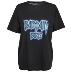 Balmain Black Printed Cotton Jersey T-Shirt M