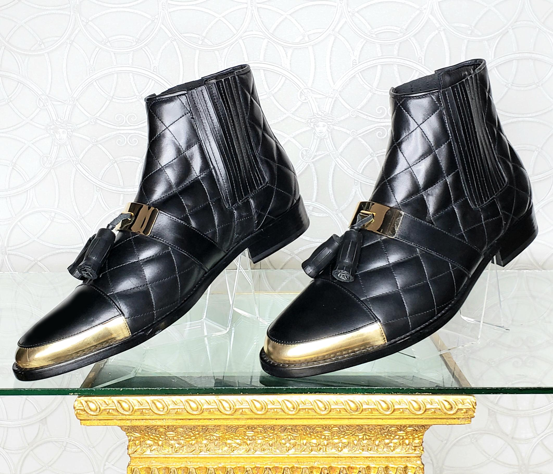 Balmain Black Quilted Leather Tall boots for Men 4