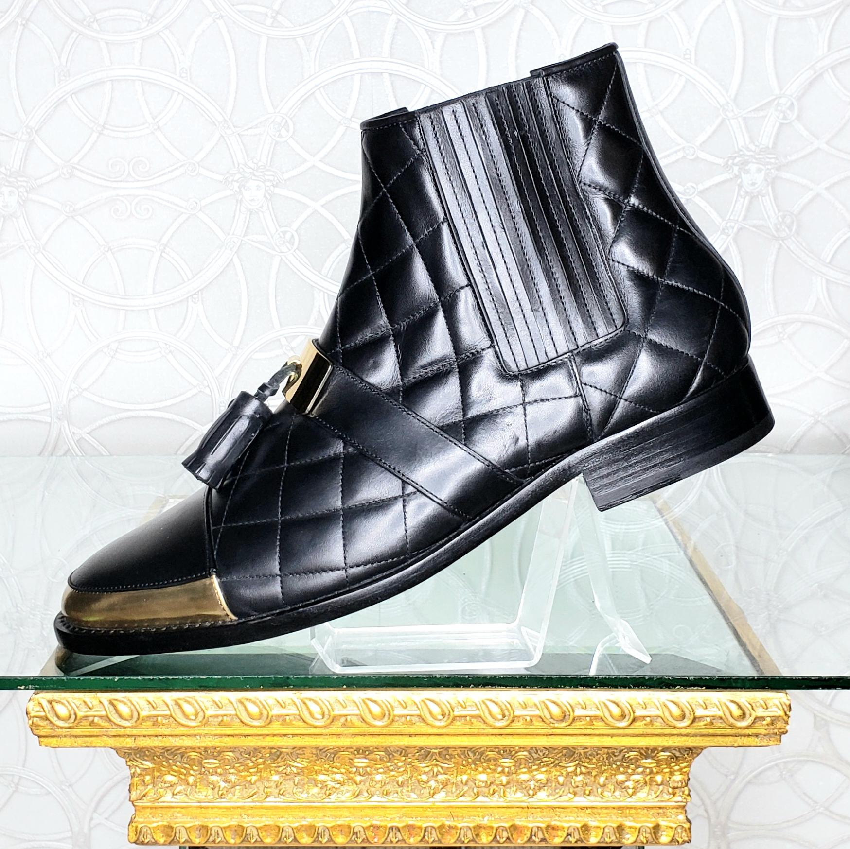 Balmain Black Quilted Leather Tall boots for Men 5
